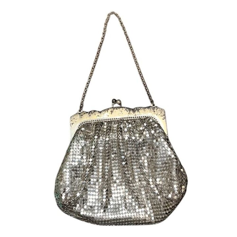 Vintage 1940s Art Deco Silver Metal Mesh Whiting & Davis Evening Bag